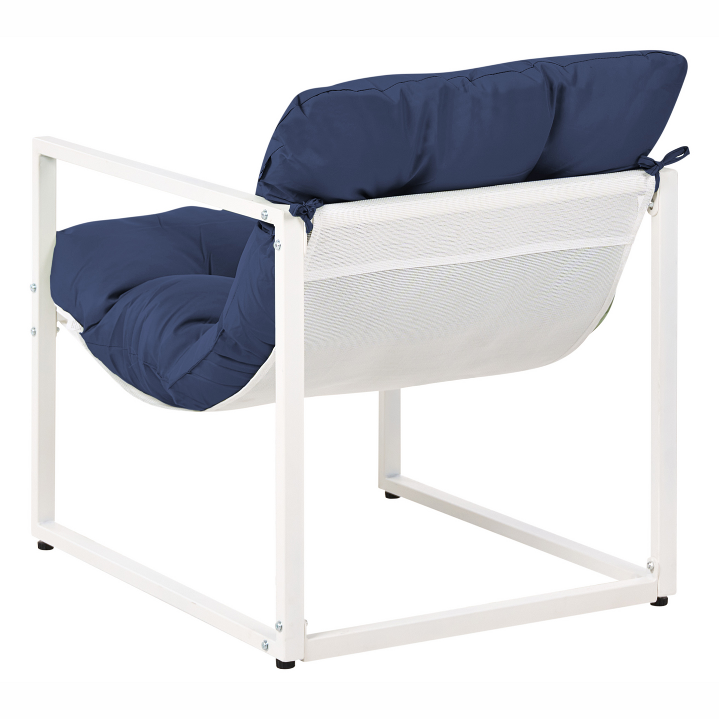 Gardenuxe Blue Galvanized Steel Outdoor Sofa Set 4 Seater With Armchairs And Coffee Table Modern Design