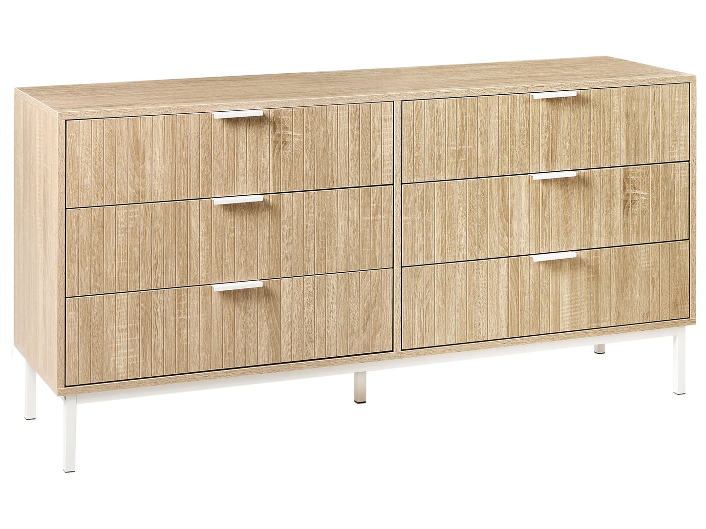 BrandName Modern Six-Drawer Chest Light Brown MDF Metal Legs