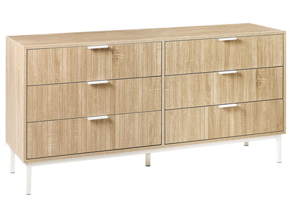 BrandName Modern Six-Drawer Chest Light Brown MDF Metal Legs