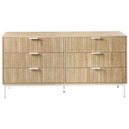 BrandName Modern Six-Drawer Chest Light Brown MDF Metal Legs