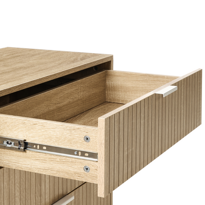 BrandName Modern Six-Drawer Chest Light Brown MDF Metal Legs