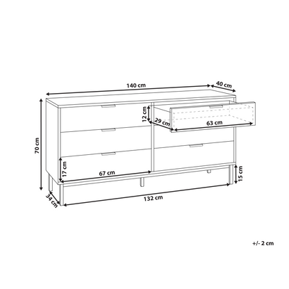 BrandName Modern Six-Drawer Chest Light Brown MDF Metal Legs