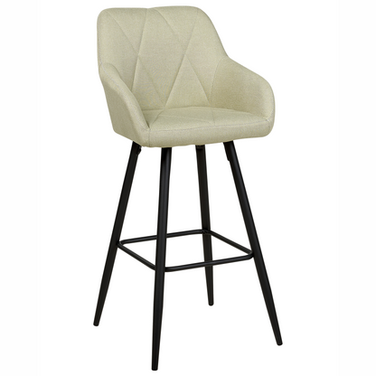 Bar Stools Set of 2 Light Green Upholstered With Arms