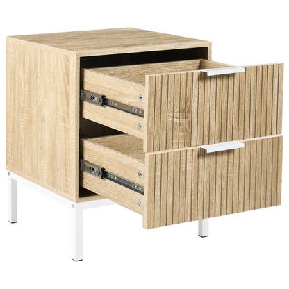 EverHome Bedside Table Two Drawer Light Brown MDF Modern Design