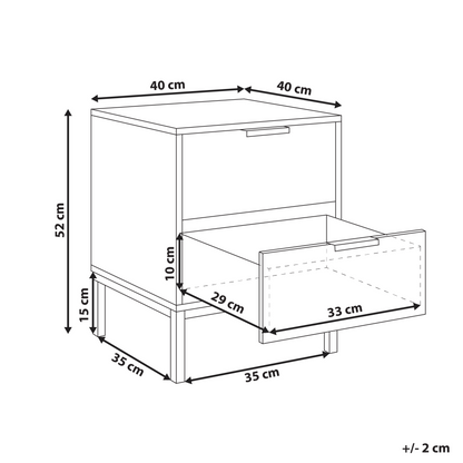 EverHome Bedside Table Two Drawer Light Brown MDF Modern Design