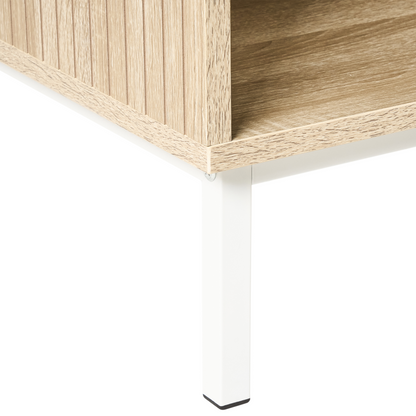 NordicNest Coffee Table Light Brown MDF Metal Legs 110x50cm Drawer