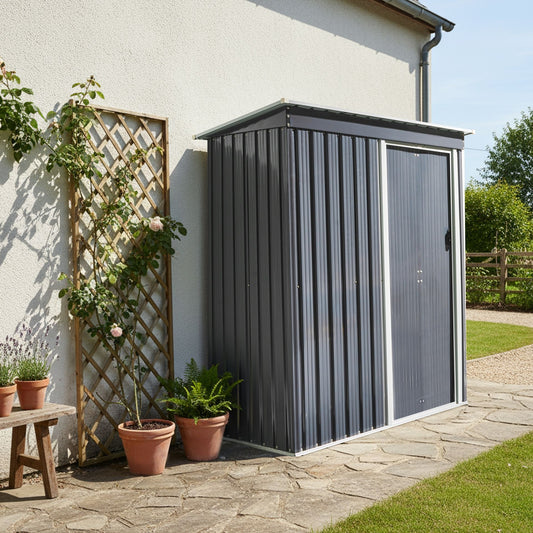 Graphite Grey Steel Garden Shed Waterproof Lockable Doors