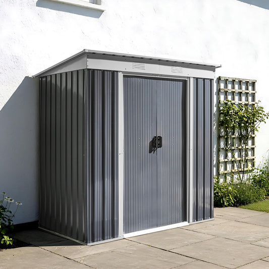 Garden Shed Graphite Grey Galvanized Steel Waterproof