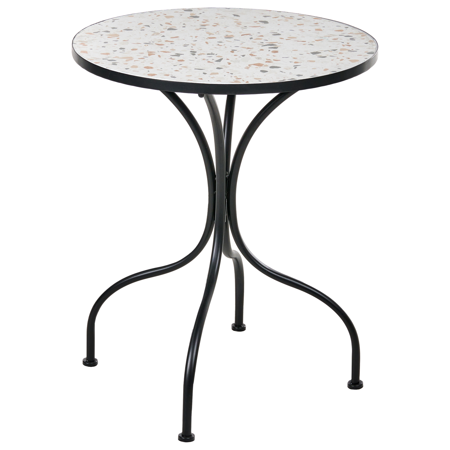 Outdoor Bistro Set Black Metal With Terrazzo Top