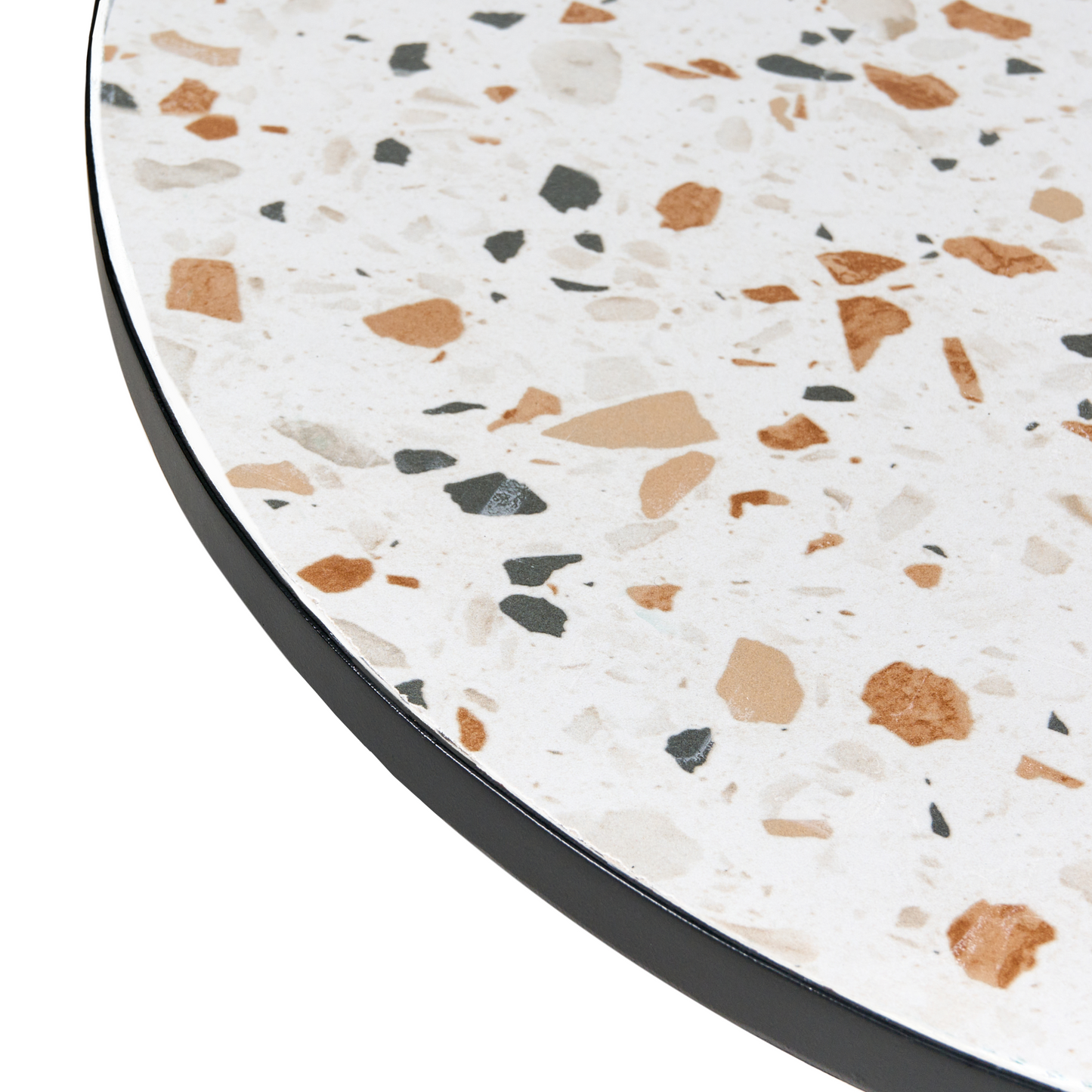 Outdoor Bistro Set Black Metal With Terrazzo Top