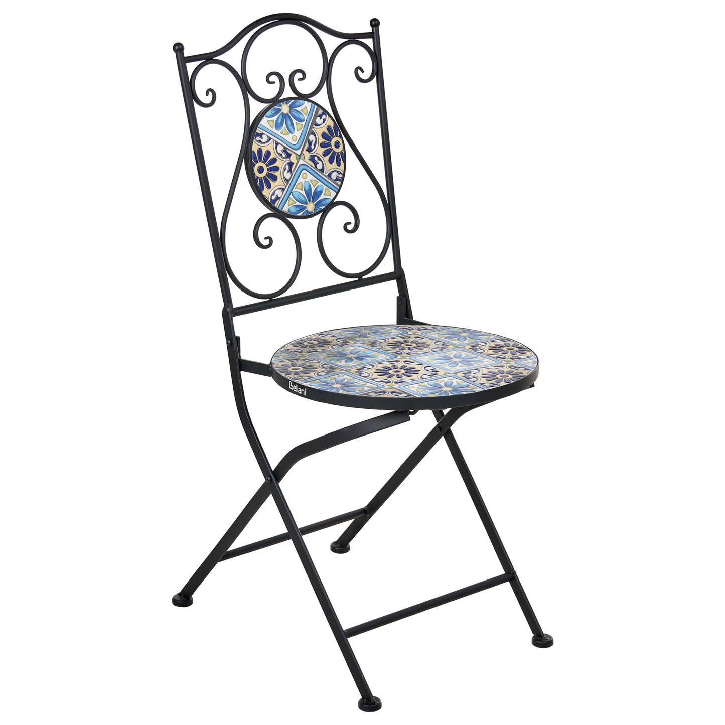 Garden Essentials Set Of 2 Black Metal Frame Mosaic Ceramic Chairs