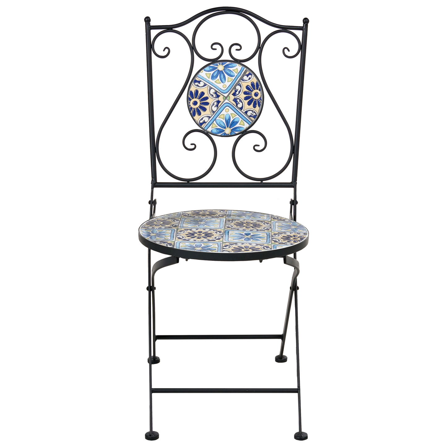 Outdoor Bistro Set Black Metal Mosaic Table And Chairs