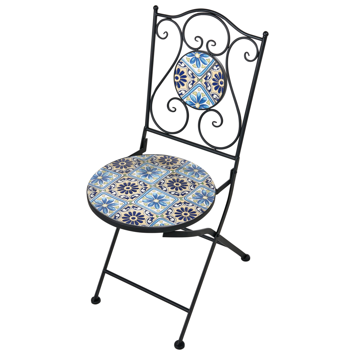 Outdoor Bistro Set Black Metal Mosaic Table And Chairs
