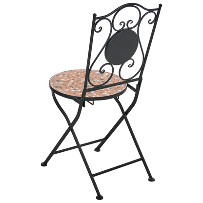 Black Metal Set Of 2 Garden Chairs With Terrazzo Pattern Vintage Outdoor Furniture