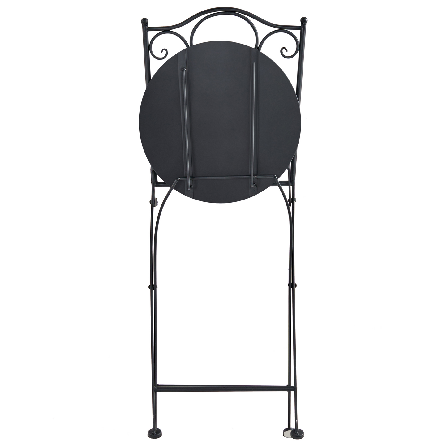 Outdoor Garden Bistro Set Black Metal Frame Terrazzo Pattern Tabletop