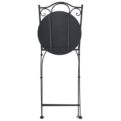 Outdoor Garden Bistro Set Black Metal Frame Terrazzo Pattern Tabletop