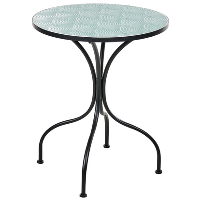 Garden Bistro Table Black Metal Frame 60cm Ceramic Top Outdoor