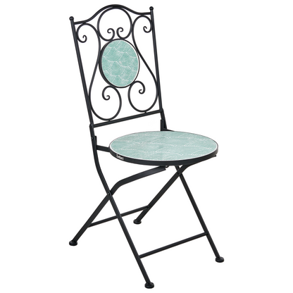 Living Set of 2 Black Metal Garden Chairs Wave Pattern