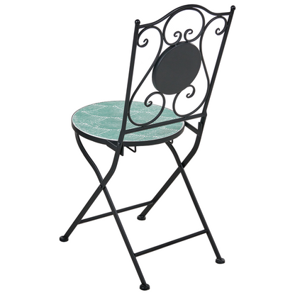 Living Set of 2 Black Metal Garden Chairs Wave Pattern