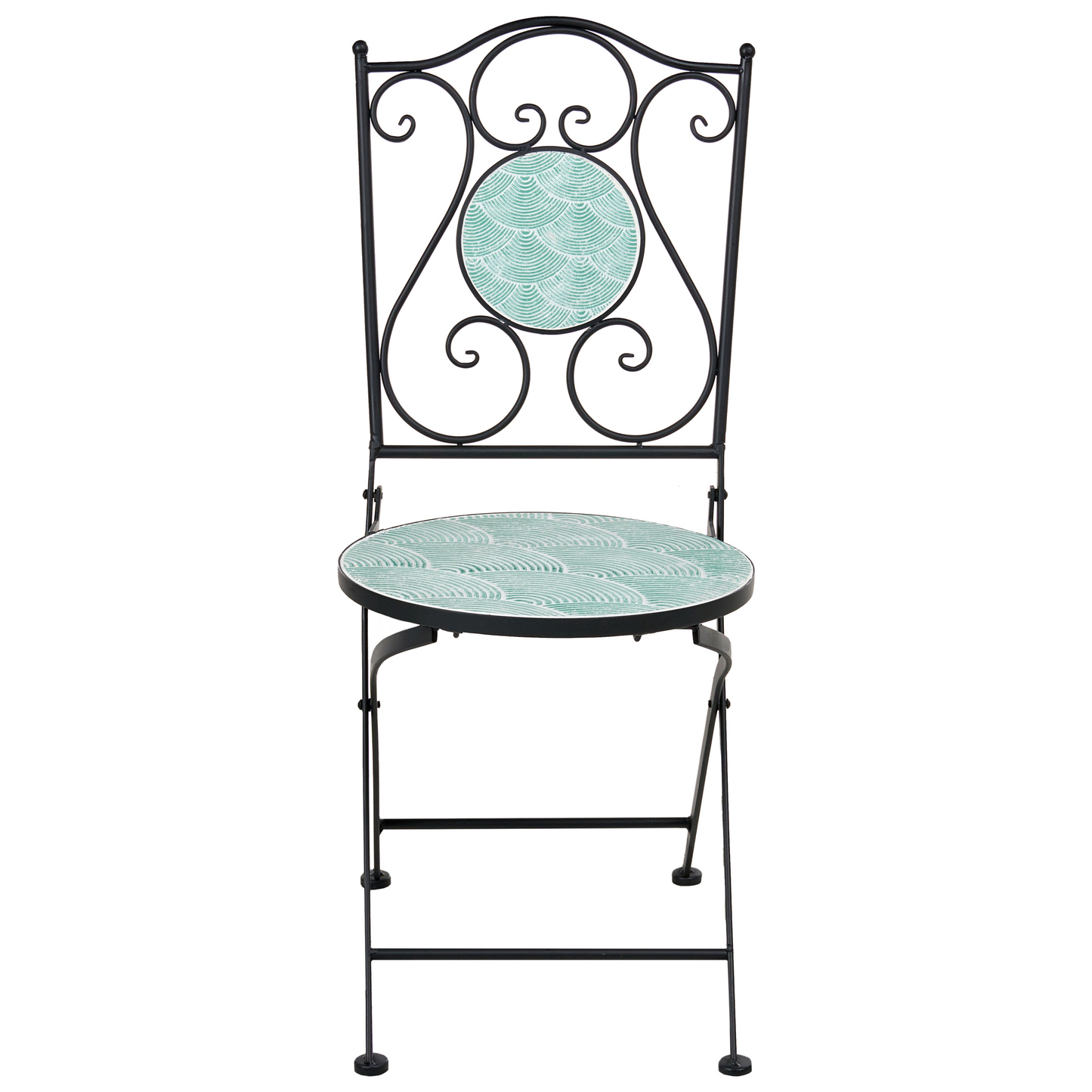 Outdoor Bistro Set Black Metal Vintage Wave 2 Chairs