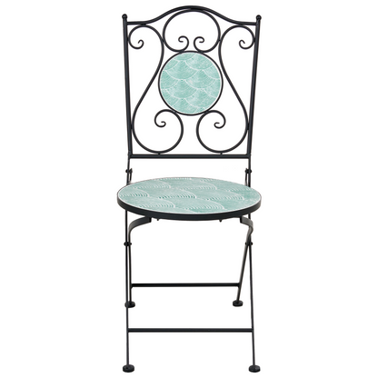 Outdoor Bistro Set Black Metal Vintage Wave 2 Chairs