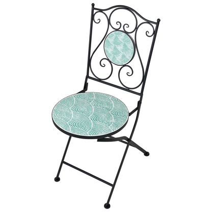 Outdoor Bistro Set Black Metal Vintage Wave 2 Chairs