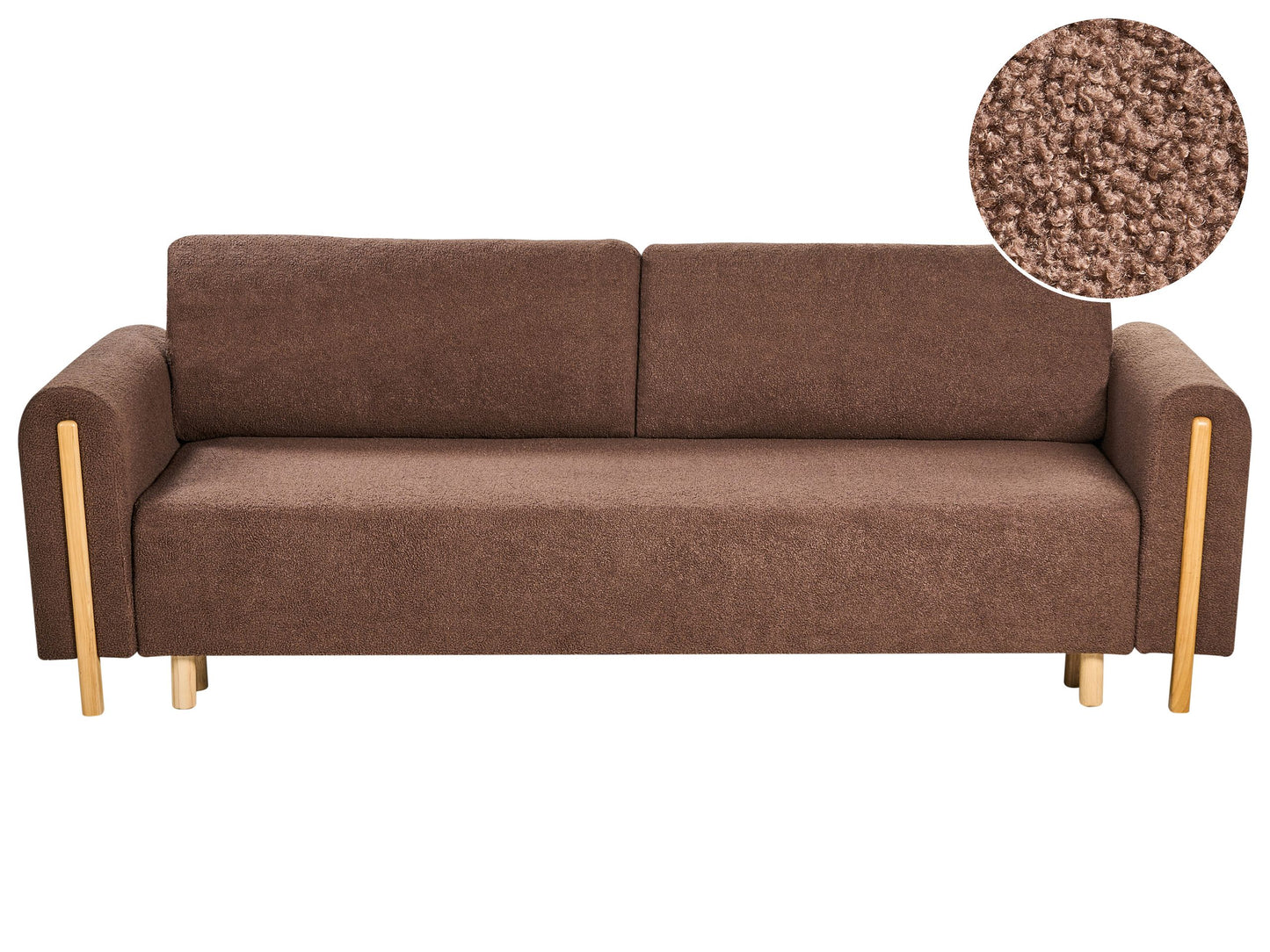 Sofa Bed Boucle Brown Click Clack With Storage