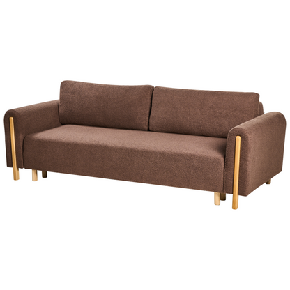 Sofa Bed Boucle Brown Click Clack With Storage
