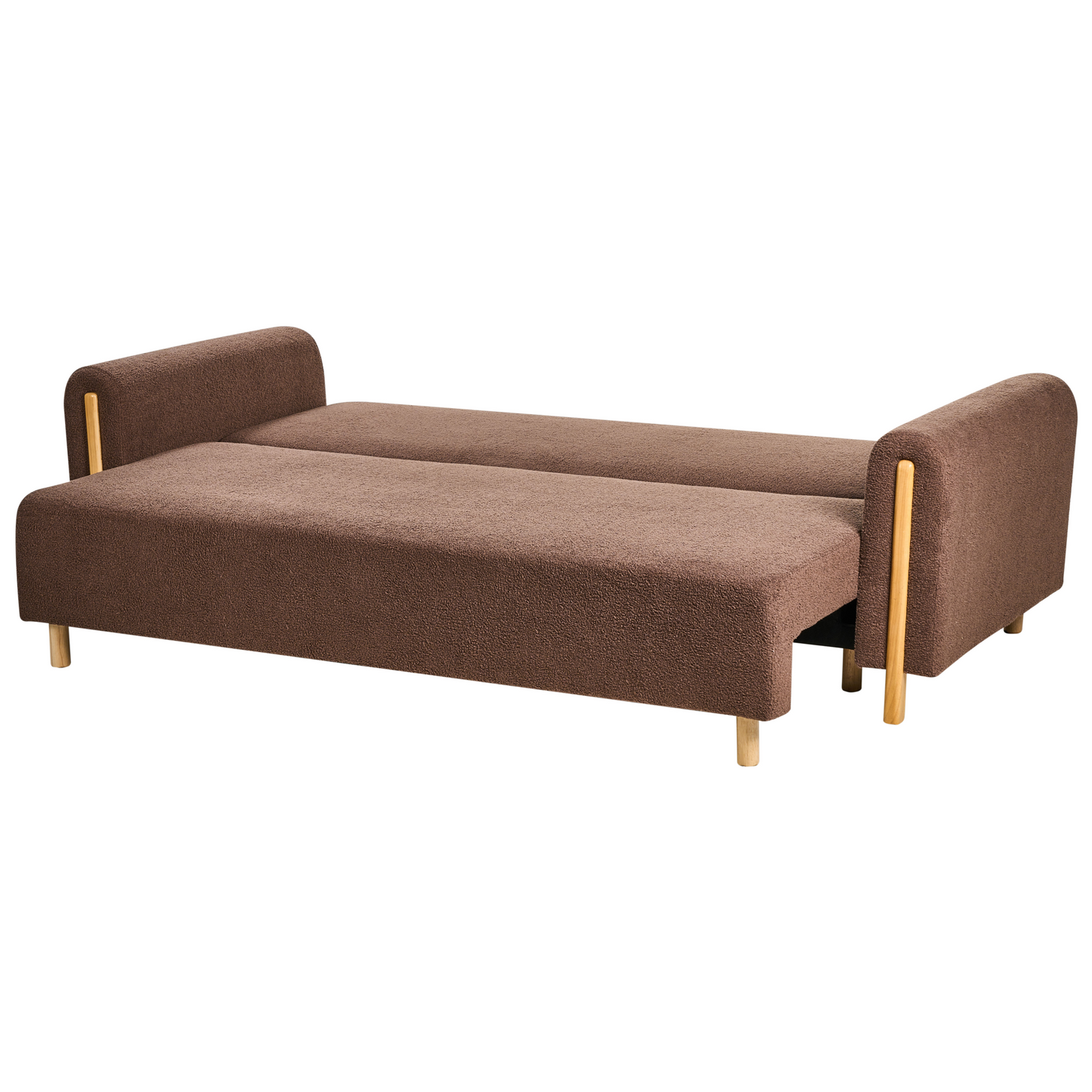 Sofa Bed Boucle Brown Click Clack With Storage