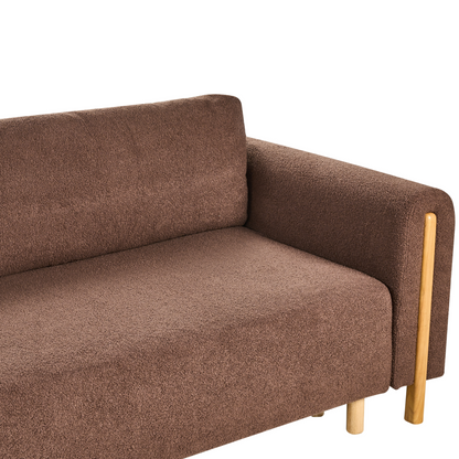 Sofa Bed Boucle Brown Click Clack With Storage