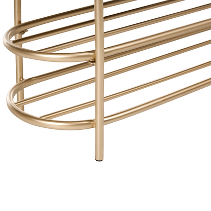 Emerald Velvet Glamour Bench With Gold Base And 2 Shelves