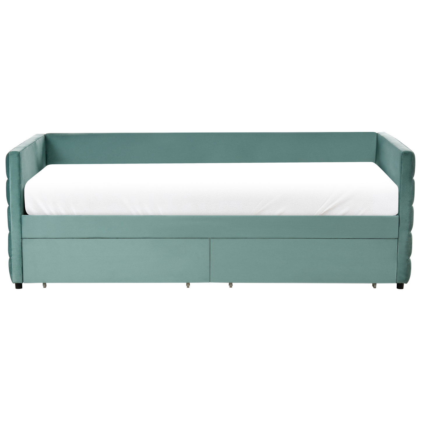 Living Mint Green Velvet Daybed 3ft Single With Drawers Quilted Upholstery