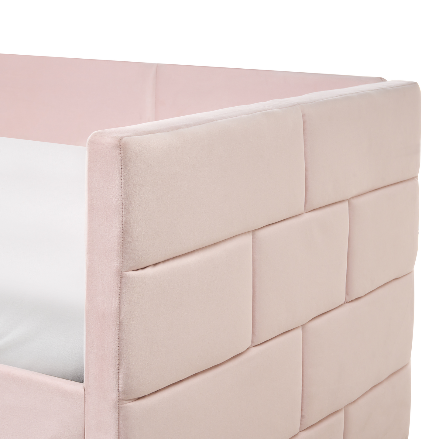 Velvet Tufted Trundle Bed Pink 3Ft With Slide Out Frame