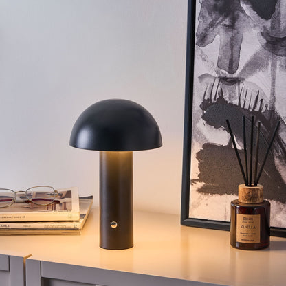 Mushroom LED Table Lamp Black Wireless Indoor Outdoor