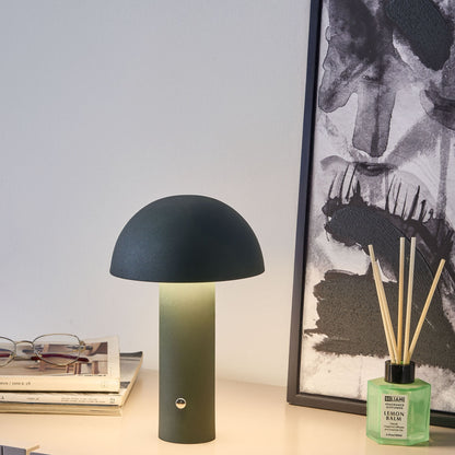 Dark Green Mushroom Table Lamp Wireless LED Iron