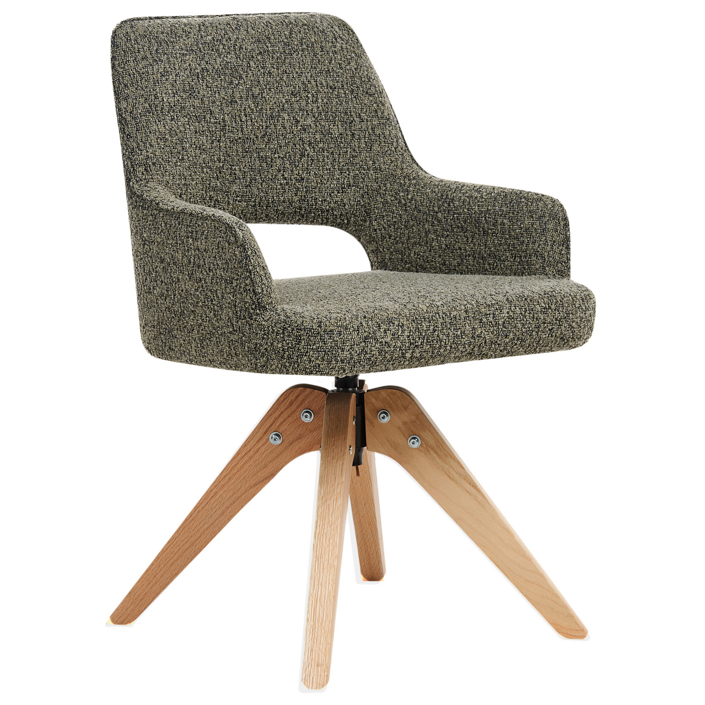 Nordic Nest Swivel Dining Chair Green Boucle Curved Backrest