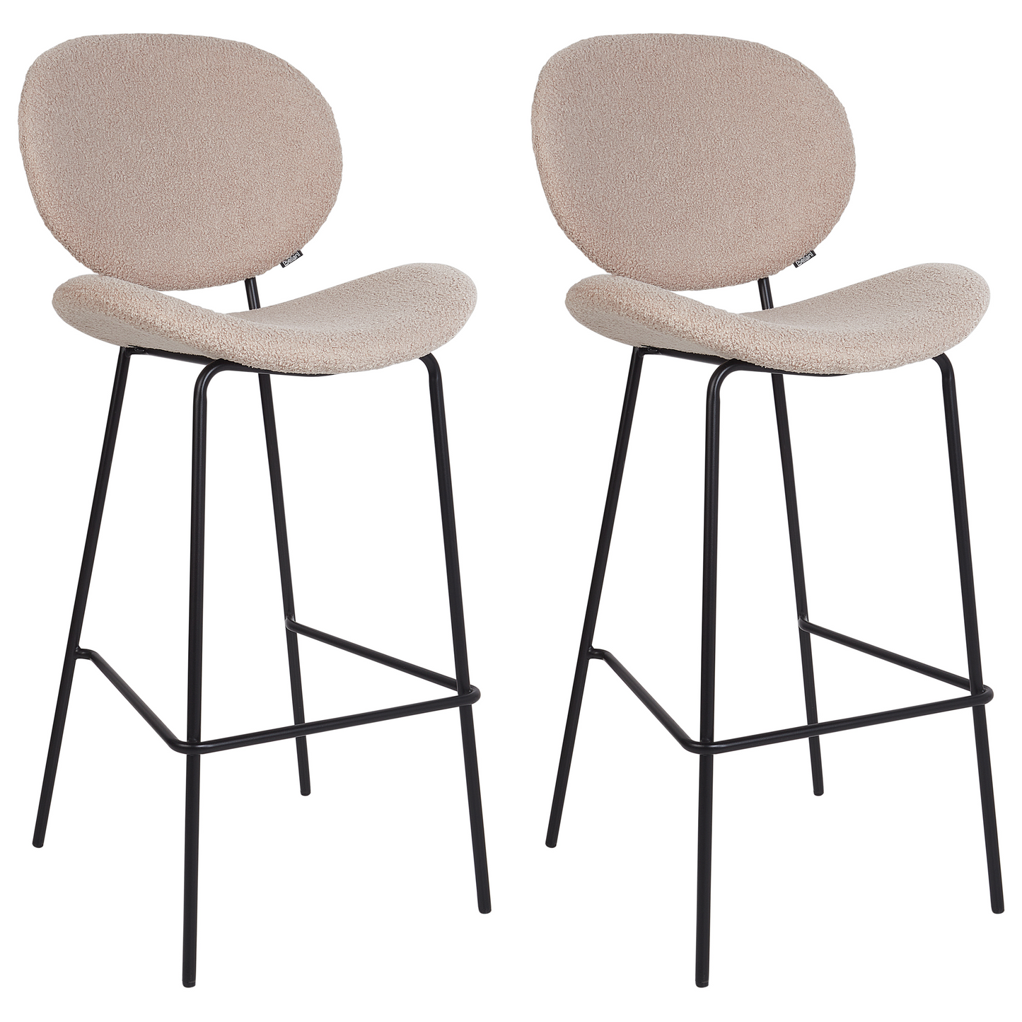 Boucle Bar Chairs Set Of 2 Light Beige Armless Iron Legs
