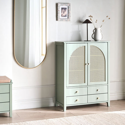 CasaMint Boho Storage Shoe Rack Mint Green 4 Drawers 3 Shelves