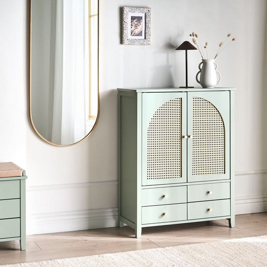 CasaMint Boho Storage Shoe Rack Mint Green 4 Drawers 3 Shelves