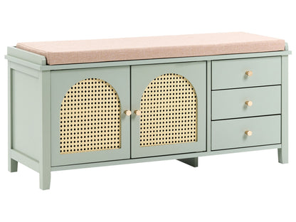 BohoNest Mint Green Storage Shoe Bench Padded Seat With 3 Drawers