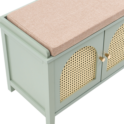 BohoNest Mint Green Storage Shoe Bench Padded Seat With 3 Drawers