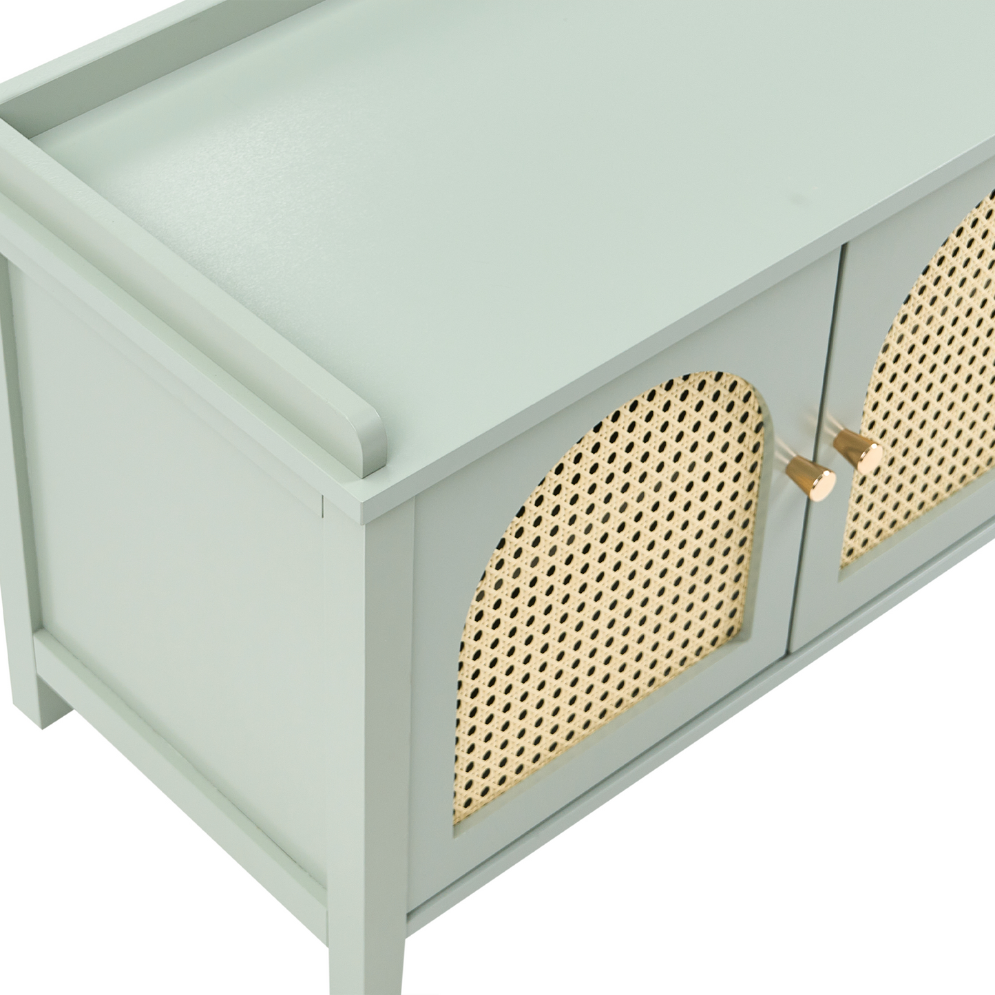 BohoNest Mint Green Storage Shoe Bench Padded Seat With 3 Drawers