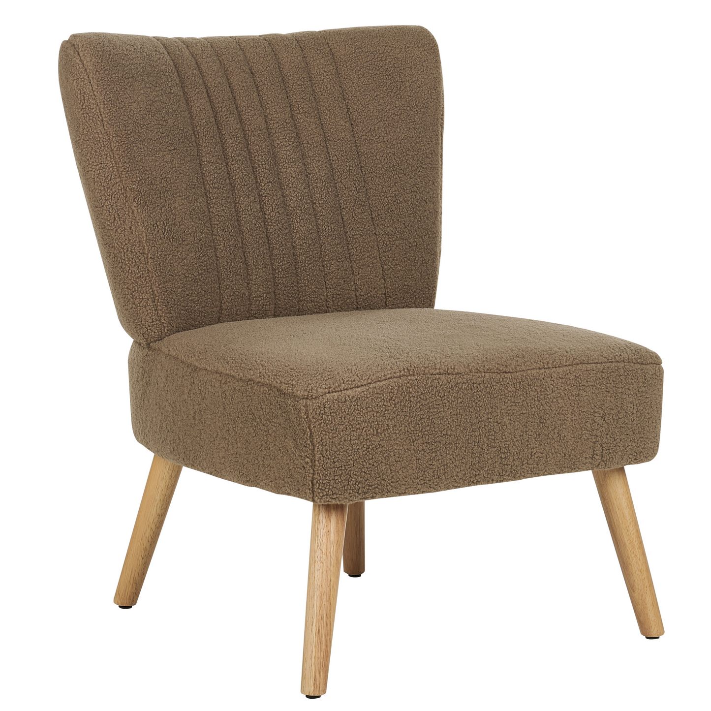 Brown Boucle Armless Armchair With Vertical Tufting Legs