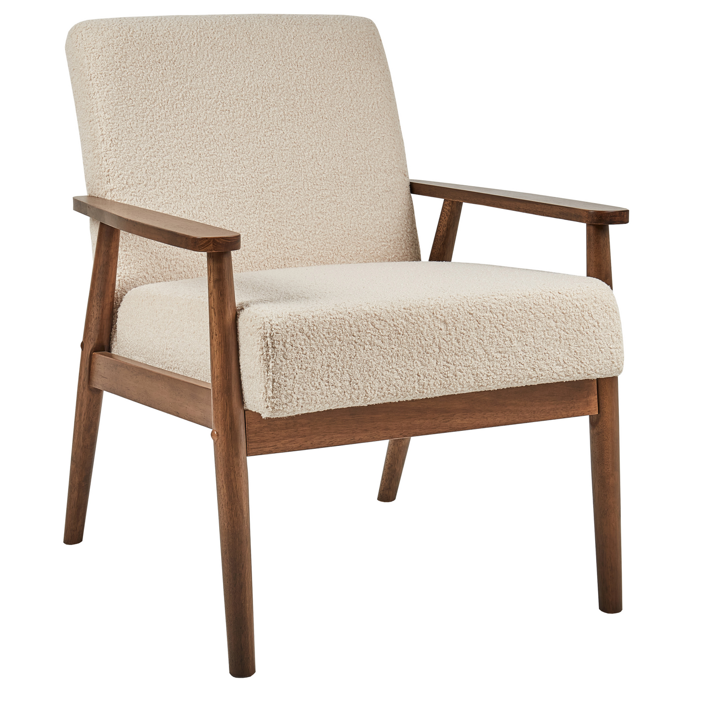 Armchair Beige Boucl? Upholstery Retro Design Wood Frame