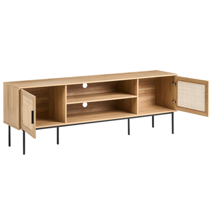 Boho Rattan 2 Door TV Stand Brown 180 x 63cm With Metal Legs