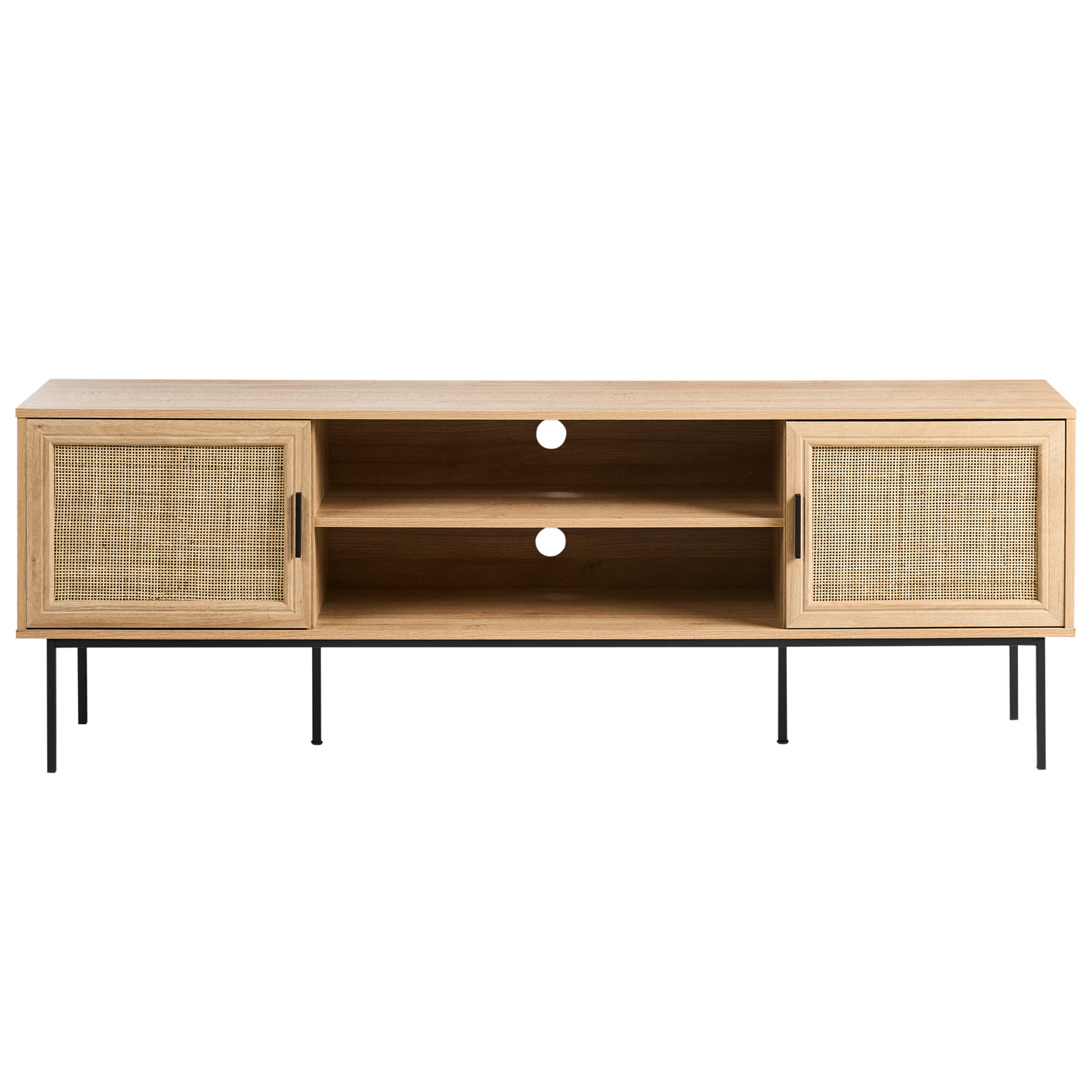 Boho Rattan 2 Door TV Stand Brown 180 x 63cm With Metal Legs