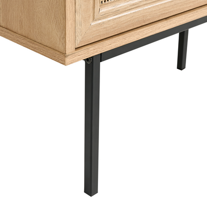 Boho Rattan 2 Door TV Stand Brown 180 x 63cm With Metal Legs