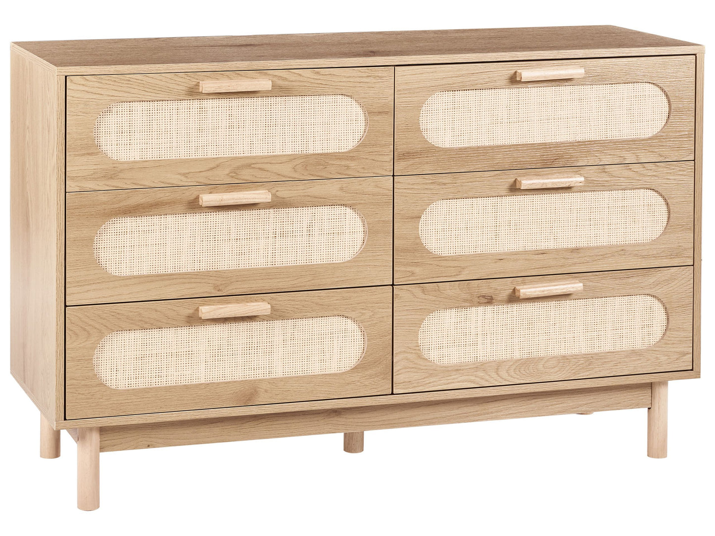 Boho Home 6 Drawer Chest Light Brown Rattan Front