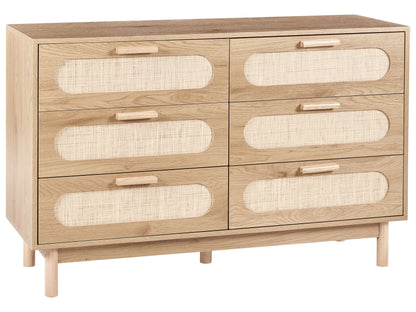 Boho Home 6 Drawer Chest Light Brown Rattan Front