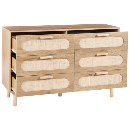Boho Home 6 Drawer Chest Light Brown Rattan Front